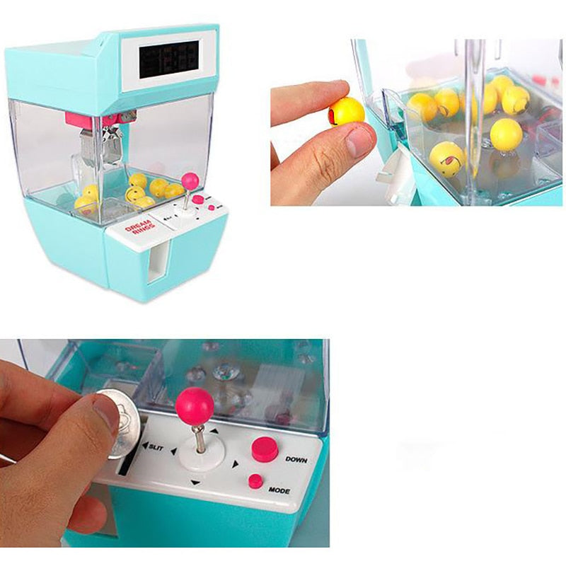 Alarm Clock Coin Operated Toy Machine Crane Machine Candy Doll Grabber Claw Arcade Games Automatic Mini Vending Kit Kids Gift