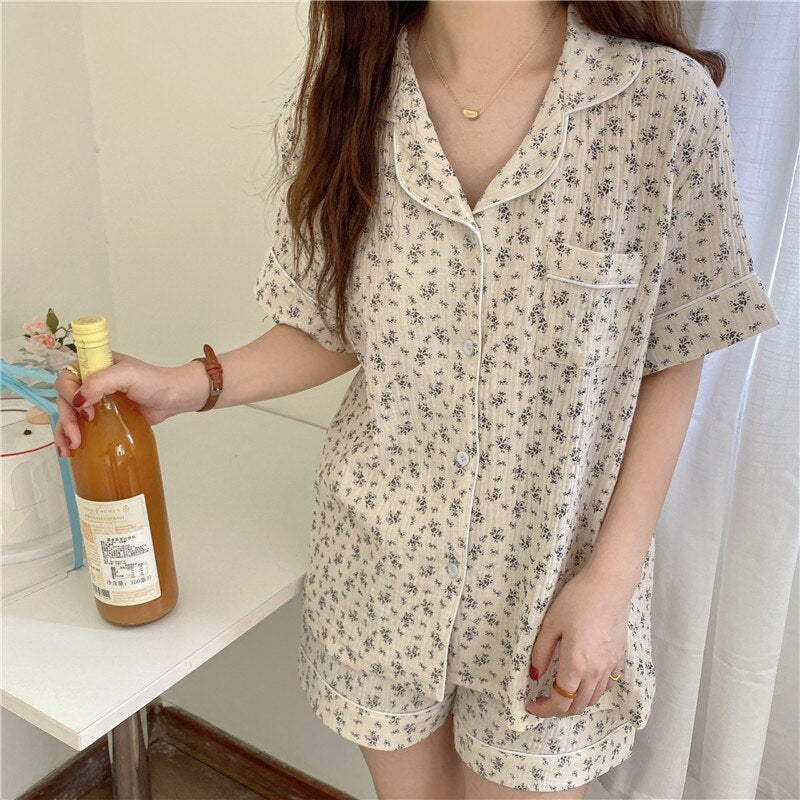 Alien Kitty 2021 Florals Stylish Outwear Hot Sleepwear Brief Summer Printing New Chic All Match Homewear Two Piece Pajamas Sets