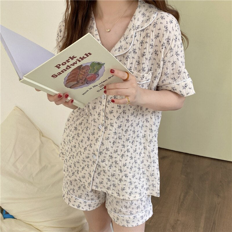Alien Kitty 2021 Florals Stylish Outwear Hot Sleepwear Brief Summer Printing New Chic All Match Homewear Two Piece Pajamas Sets