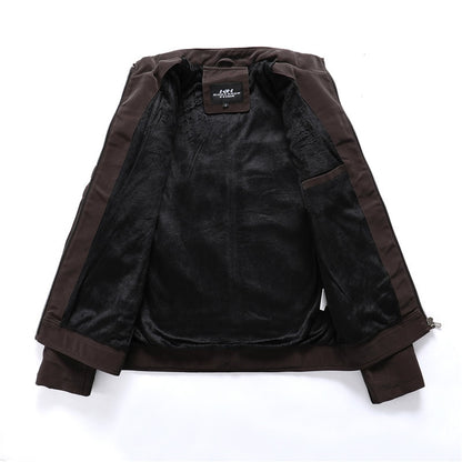 Aliksada 2021 New Trend Leather Jacket Men Casual Embroidery Fleece Coats Male Autumn Winter Fashion Warm Leather Jackets
