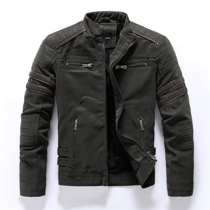 Aliksada 2021 New Trend Leather Jacket Men Casual Embroidery Fleece Coats Male Autumn Winter Fashion Warm Leather Jackets