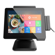 Load image into Gallery viewer, All in one POS Machine 15 inch touch screen with 12 inch customer display come with restaurant retail beauty software
