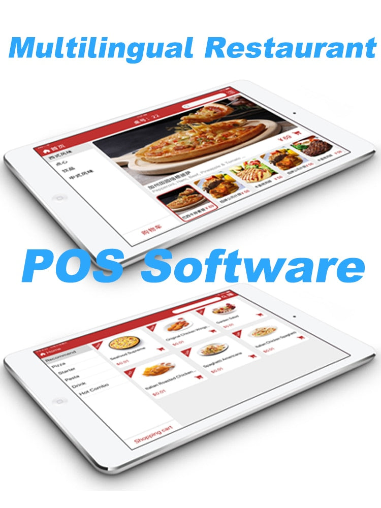 All in one POS Machine 15 inch touch screen with 12 inch customer display come with restaurant retail beauty software