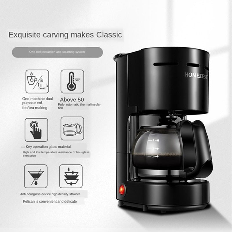 American Drip Coffee Machine Tea Maker 0.65L Electric Automatic Household Mini Protable Coffee Makers