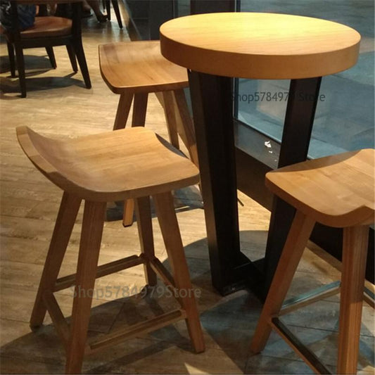 American Style Creative Solid Wood Bar Table And Chair High Stool Front Desk Coffee Shop Bar Table Chair Star Bar Stool Package