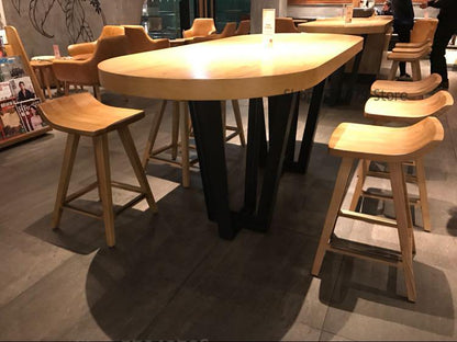 American Style Creative Solid Wood Bar Table And Chair High Stool Front Desk Coffee Shop Bar Table Chair Star Bar Stool Package