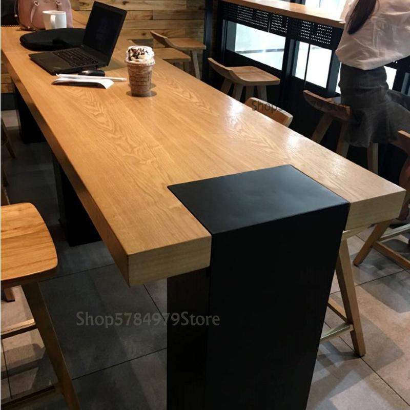 American Style Creative Solid Wood Bar Table And Chair High Stool Front Desk Coffee Shop Bar Table Chair Star Bar Stool Package