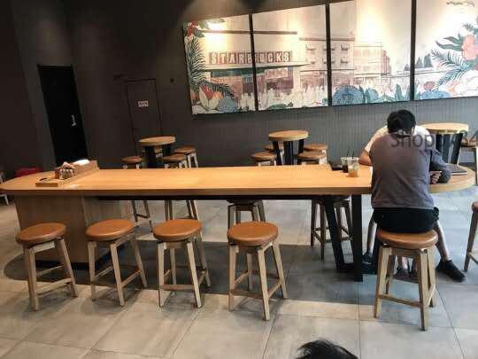 American Style Creative Solid Wood Bar Table And Chair High Stool Front Desk Coffee Shop Bar Table Chair Star Bar Stool Package