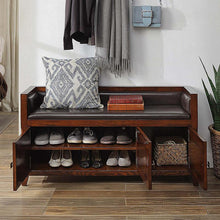 Load image into Gallery viewer, American-style Leather Solid Wood Shoe Cabinet For Changing Shoes And Stools
