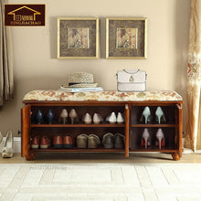 Load image into Gallery viewer, American-style Solid Wood Shoe-changing Stool-style Shoe Cabinet
