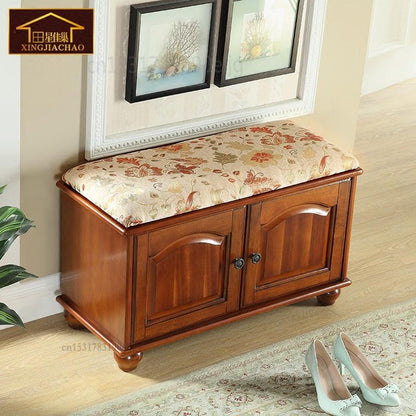 American-style Solid Wood Shoe-changing Stool-style Shoe Cabinet
