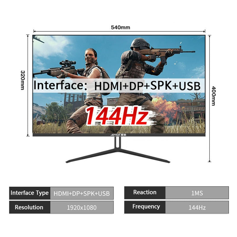 Amoi 1 MS 144HZ 24" Monitor Gamer LCD Curved Monitor PC 1080p Gaming Monitor Flat panel display desktop HDMI Computer Monitor