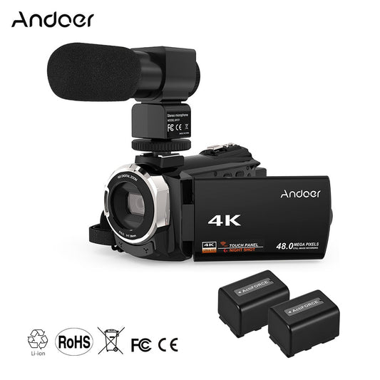 Andoer Digital Video Camera 4K 1080P 48MP WiFi Camcorder Recorder with External Microphone Novatek digital camera