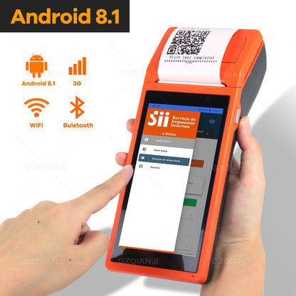 Android Wifi POS PDA Terminal 1D Barcode Scanner Reader Printer 58mm Thermal Receipt Bluetooth Rugged handheld Terminal Systems