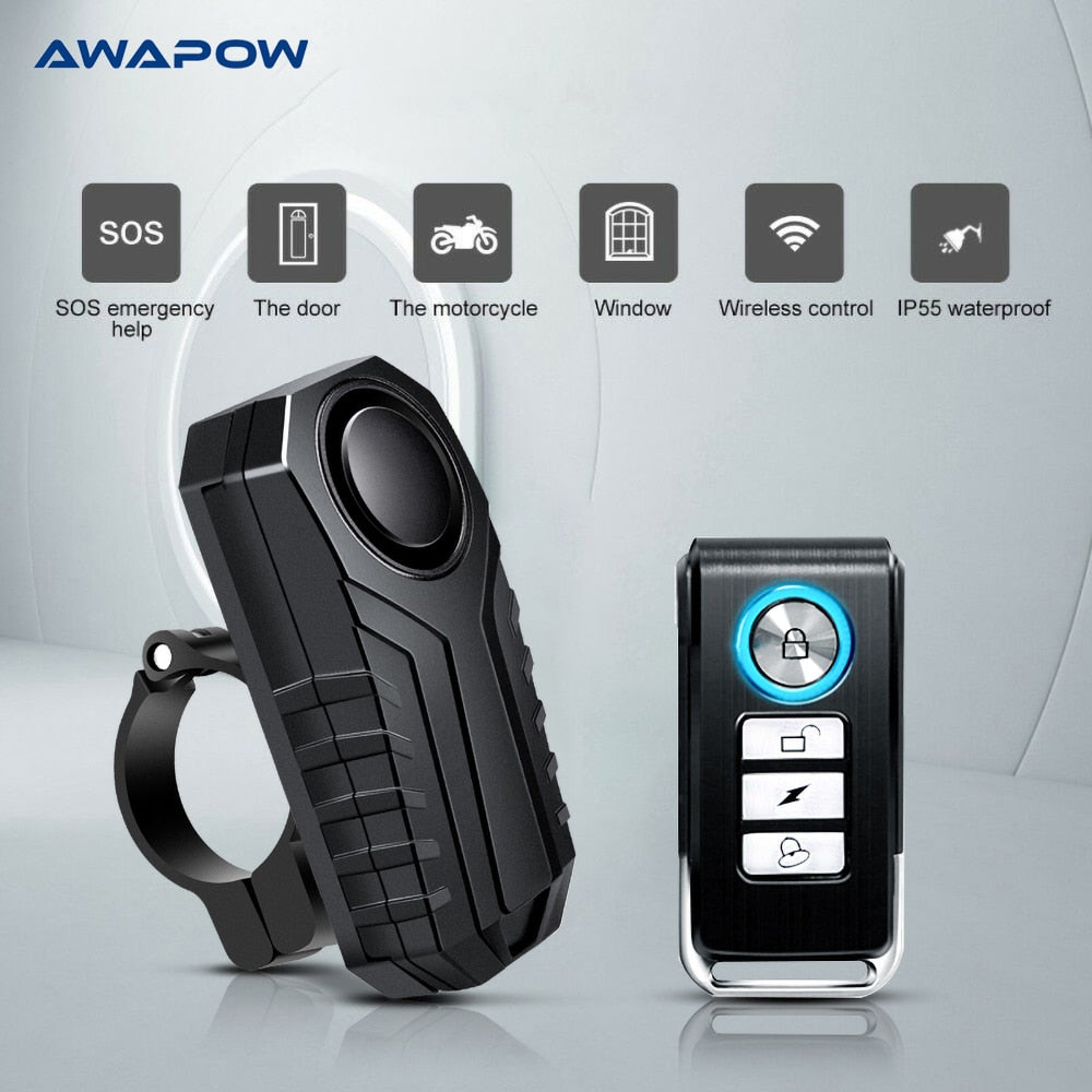 Anti-theft Bicycle Alarm 113dB Vibration Sound Remote Control Waterproof Alarm With Fixed Clip Motorcycle Bicycle Safety System