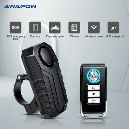 Anti-theft Bicycle Alarm 113dB Vibration Sound Remote Control Waterproof Alarm With Fixed Clip Motorcycle Bicycle Safety System