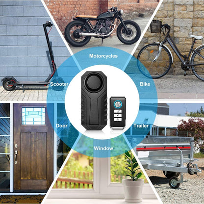 Anti-theft Bicycle Alarm 113dB Vibration Sound Remote Control Waterproof Alarm With Fixed Clip Motorcycle Bicycle Safety System