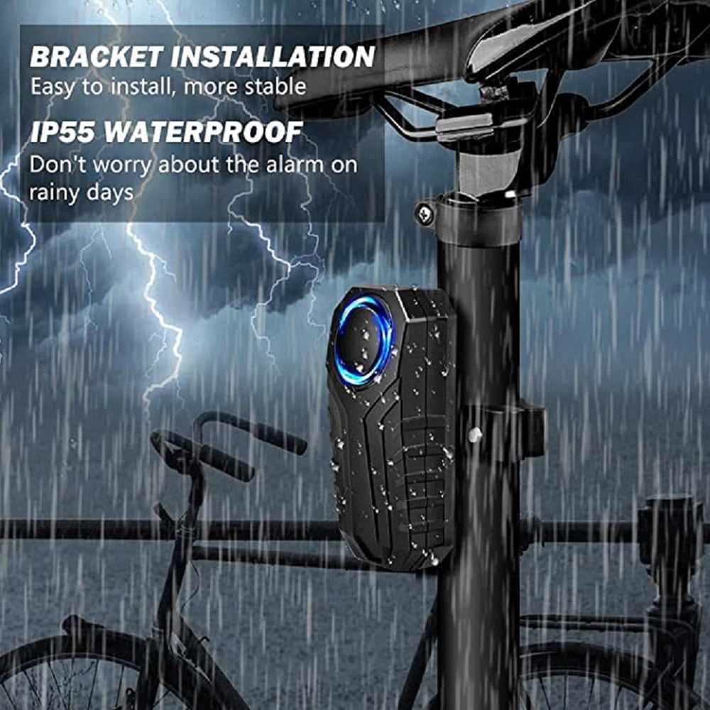 Anti-theft Bicycle Alarm 113dB Vibration Sound Remote Control Waterproof Alarm With Fixed Clip Motorcycle Bicycle Safety System