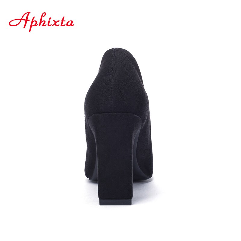 Aphixta Women Pumps Wedding Shoes Woman Official Square High Block Thick Heels Pointed Toe Out Door Women Shoes Size 34-43