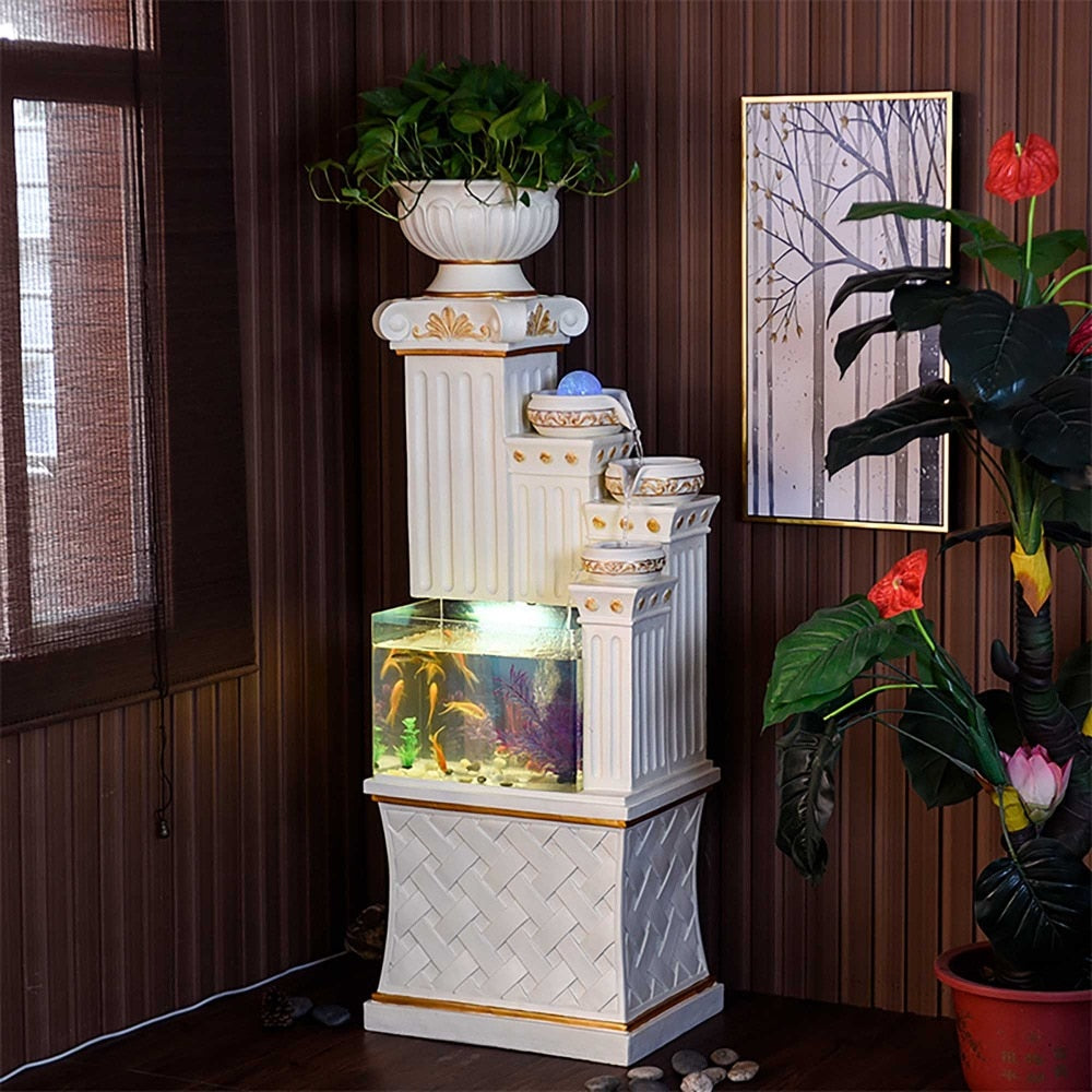 Aquarium Fish Tank Water Cascade Roman Column Pillar Pedestal Stand home room office Decoration Indoor Water Feature waterscape