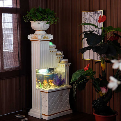 Aquarium Fish Tank Water Cascade Roman Column Pillar Pedestal Stand home room office Decoration Indoor Water Feature waterscape