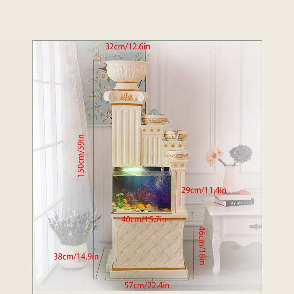 Aquarium Fish Tank Water Cascade Roman Column Pillar Pedestal Stand home room office Decoration Indoor Water Feature waterscape