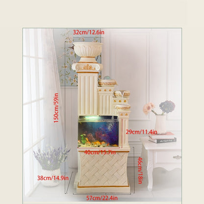 Aquarium Fish Tank Water Cascade Roman Column Pillar Pedestal Stand home room office Decoration Indoor Water Feature waterscape