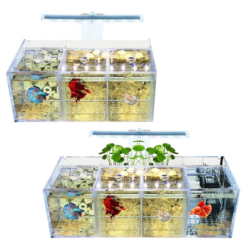 Aquarium LED Acrylic Betta Fish Tank Set Mini Desktop Light Water Pump Filters