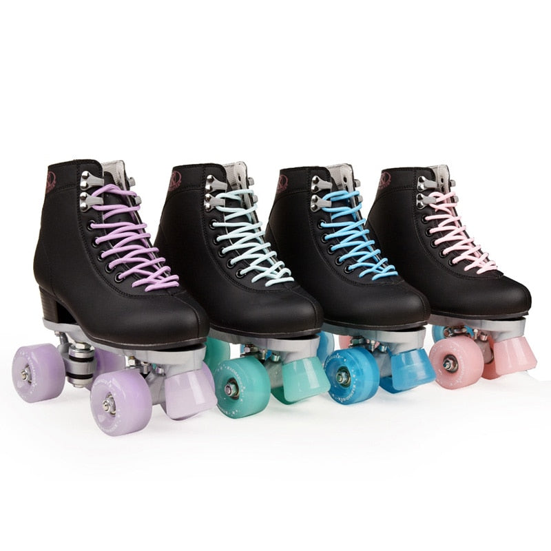 Unisex Artificial Leather Roller Skates Double Line Skates Women Men Adult Two Line Skate Shoes Patines With Four Colours PU 4 Wheels