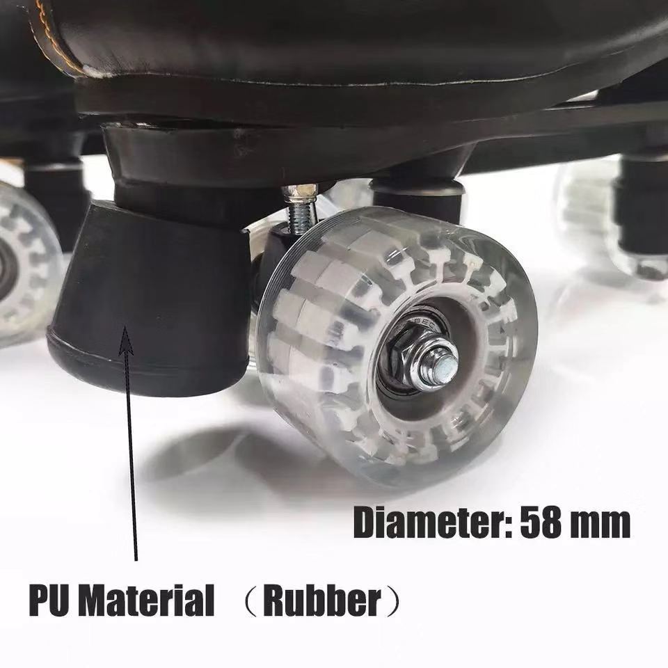 Artificial Leather Roller Skates Double Line Skates Women Men Adult Two Line Skate Shoes Patines With PU 4 led Wheels Patins