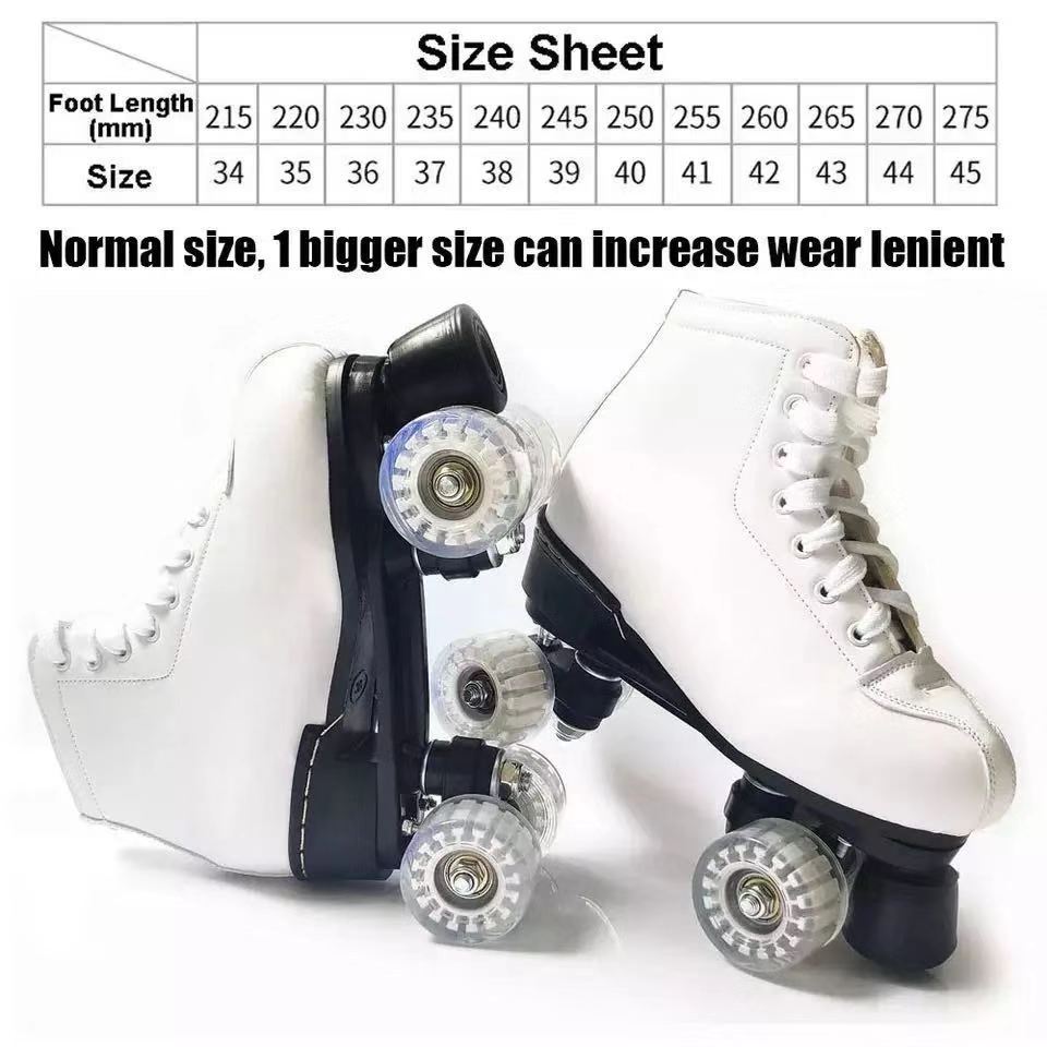 Artificial Leather Roller Skates Double Line Skates Women Men Adult Two Line Skate Shoes Patines With PU 4 led Wheels Patins
