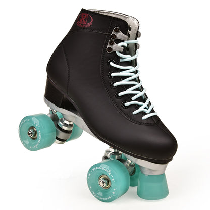 Unisex Artificial Leather Roller Skates Double Line Skates Women Men Adult Two Line Skate Shoes Patines With Four Colours PU 4 Wheels