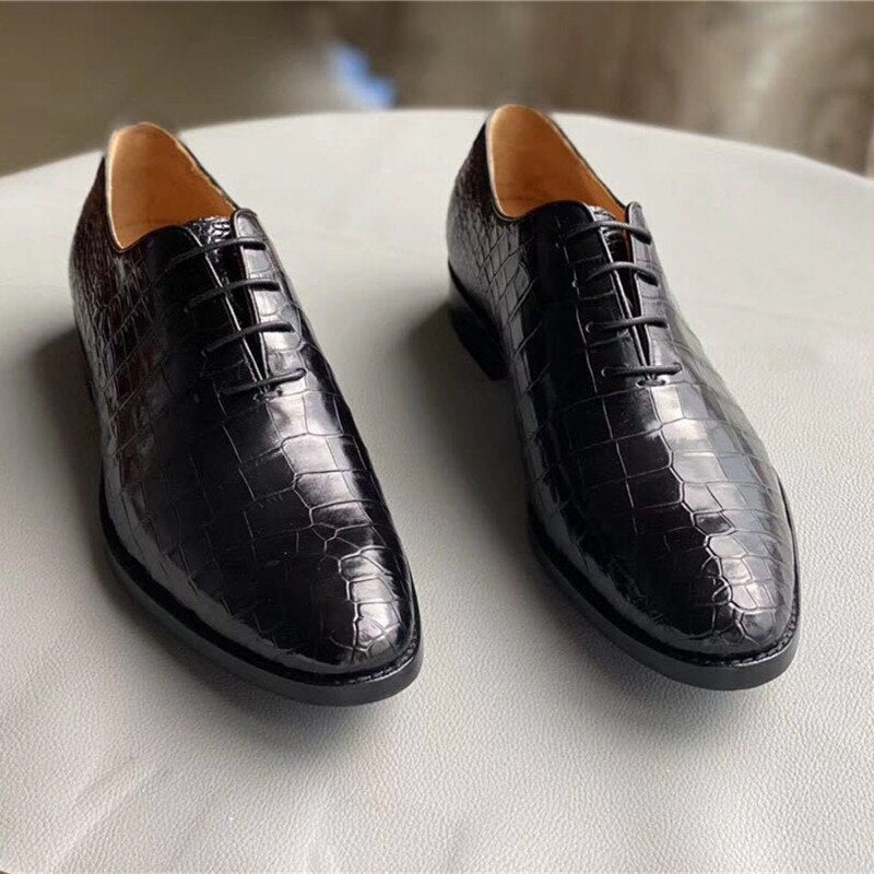 Authentic Real Crocodile Belly Skin Men's Business Dress Shoes Genuine Alligator Leather Handmade Male Lace-up Formal Suit Shoes
