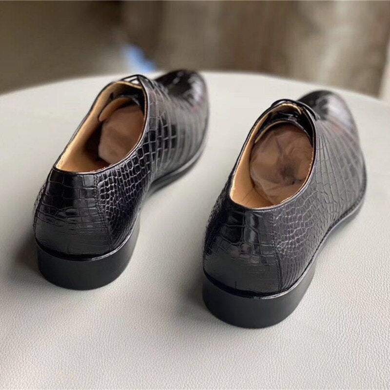 Authentic Real Crocodile Belly Skin Men's Business Dress Shoes Genuine Alligator Leather Handmade Male Lace-up Formal Suit Shoes