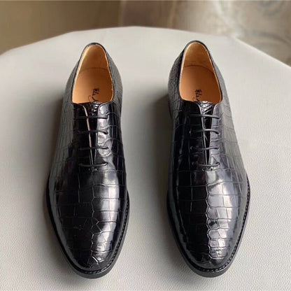 Authentic Real Crocodile Belly Skin Men's Business Dress Shoes Genuine Alligator Leather Handmade Male Lace-up Formal Suit Shoes