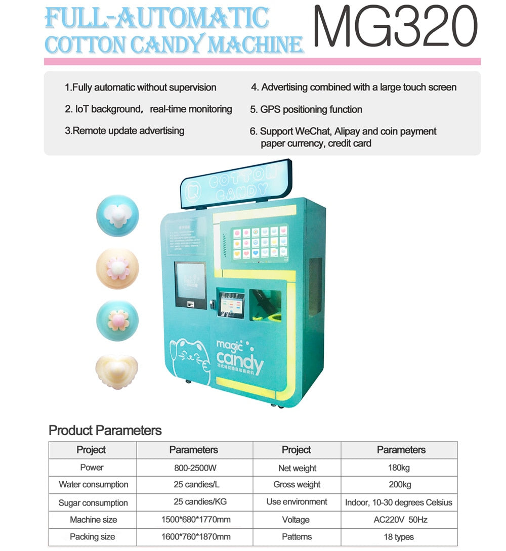 Automated Shopping Mall Amusement Park Uses Cotton Candy Vending Machine Free CFR by Sea