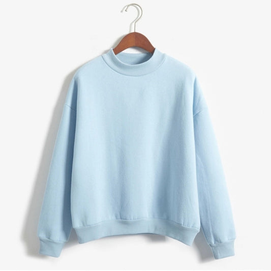 Autumn Casual Harajuku Candy Color Sweatshirts Women Long Sleeve Kpop Turtleneck Tops Pullover Fleece Autumn Sweater. 2050-121