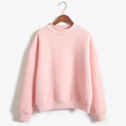 Autumn Casual Harajuku Candy Color Sweatshirts Women Long Sleeve Kpop Turtleneck Tops Pullover Fleece Autumn Sweater. 2050-121
