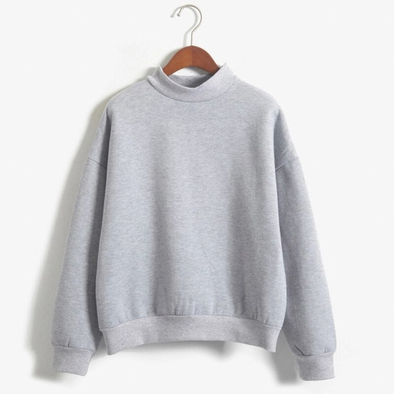 Autumn Casual Harajuku Candy Color Sweatshirts Women Long Sleeve Kpop Turtleneck Tops Pullover Fleece Autumn Sweater. 2050-121