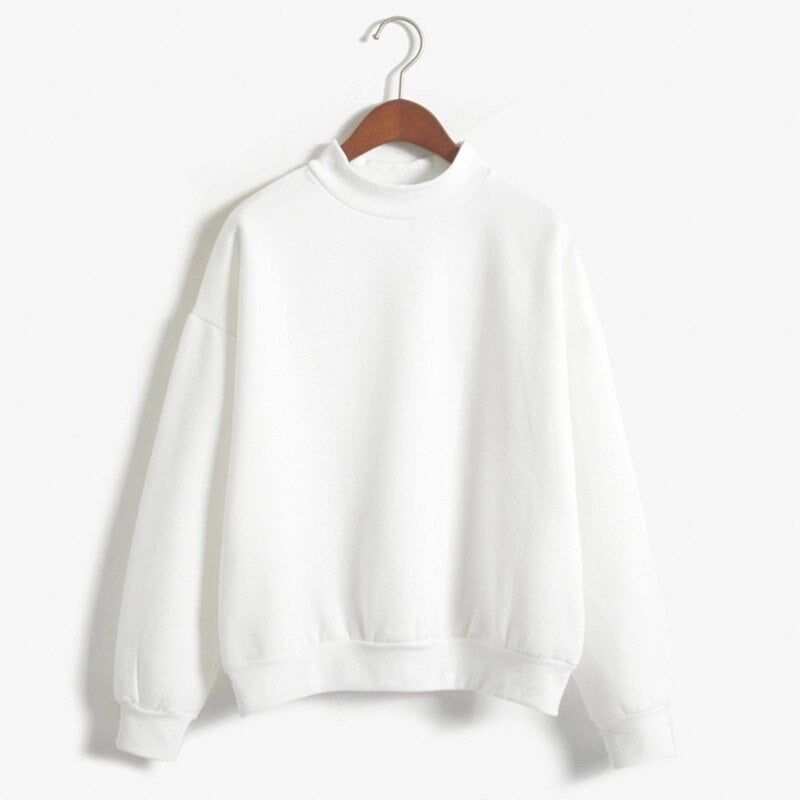 Autumn Casual Harajuku Candy Color Sweatshirts Women Long Sleeve Kpop Turtleneck Tops Pullover Fleece Autumn Sweater. 2050-121