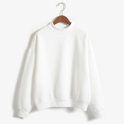 Autumn Casual Harajuku Candy Color Sweatshirts Women Long Sleeve Kpop Turtleneck Tops Pullover Fleece Autumn Sweater. 2050-121