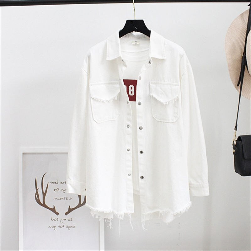 Denim Blouses Women Korea Fashion Loose Nine Quarter Sleeve Shirts Women Tops Jeans Blouse Female Ladies Blusa