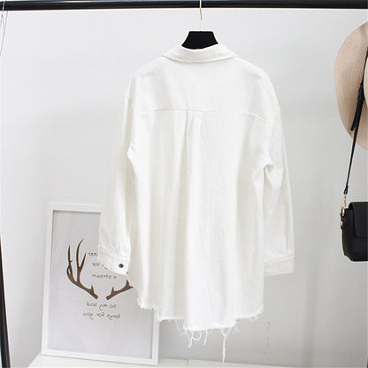 Denim Blouses Women Korea Fashion Loose Nine Quarter Sleeve Shirts Women Tops Jeans Blouse Female Ladies Blusa