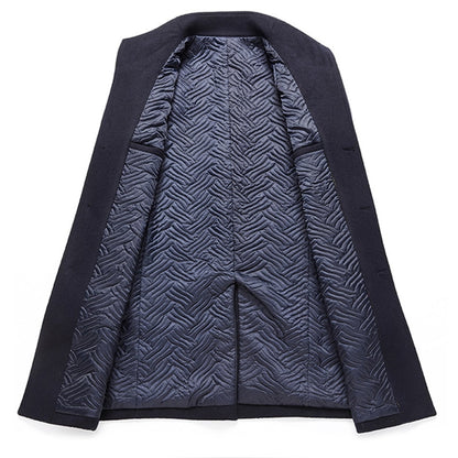 Men's Wool Coat. Wool Blends Thick. Business Warm Stand Collar Long Sleeve Big Size Trench Jacket