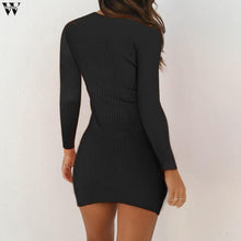 Load image into Gallery viewer, Knitted Sweater Dress Women Fashion Sheath O Neck Pullover Female Knitted Dress Vestidos Feminino 8.27
