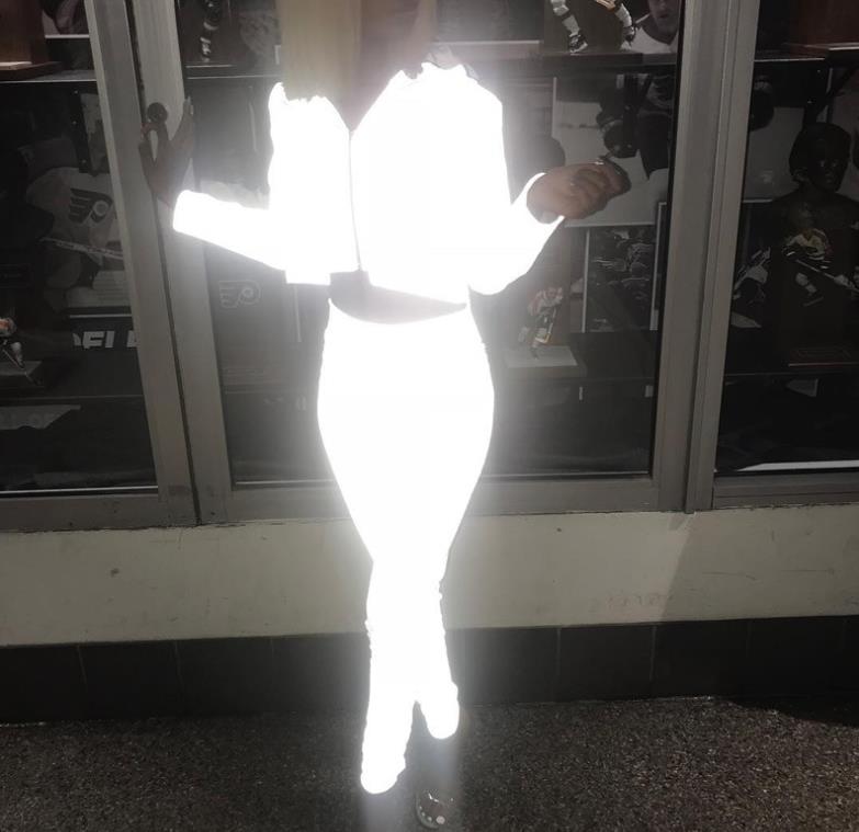 Full Reflective Jacket wWomen harajuku Hooded hip hop streetwear night shiny zipper Long Sleeve Cropped coats Outwear