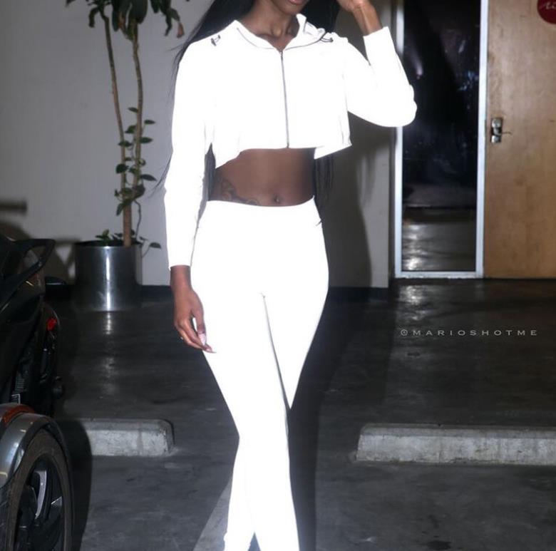 Full Reflective Jacket wWomen harajuku Hooded hip hop streetwear night shiny zipper Long Sleeve Cropped coats Outwear