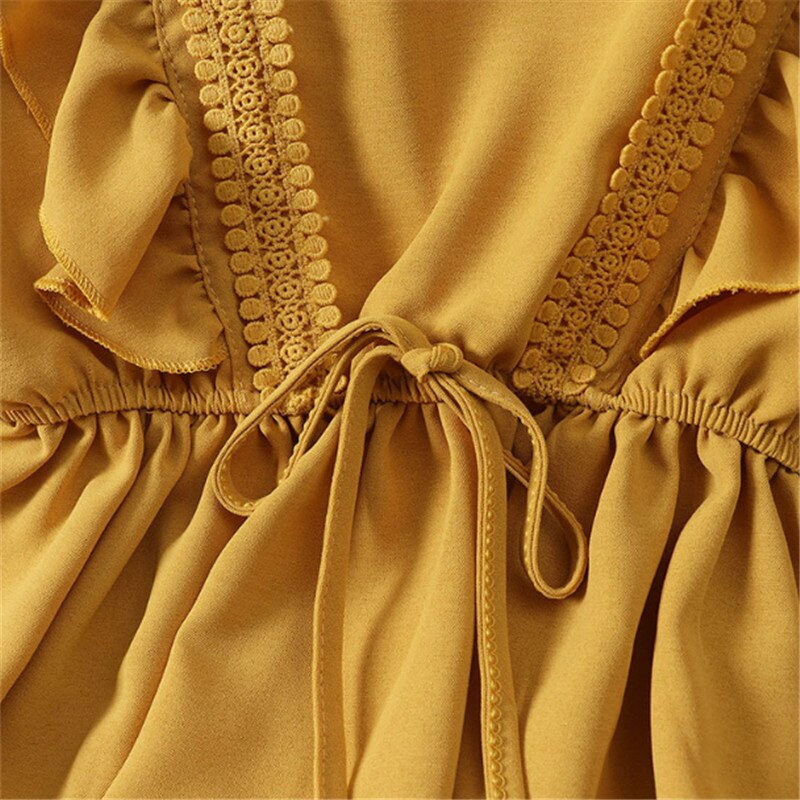 Autumn spring shirt blouse Women ladies Ruffles Elegant casual long sleeve V Neck Clothes Hot Fashion solid Bandage Blusas tops