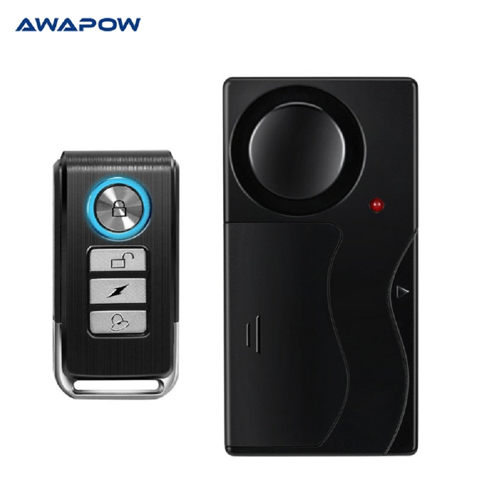 Awapow Wireless Vibration Bike Alarm With Remote Control Anti-Theft Alarm 110dB Loud Bike Door Window Alarm Home Safety System