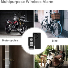 Cargar imagen en el visor de la galería, Awapow Wireless Vibration Bike Alarm With Remote Control Anti-Theft Alarm 110dB Loud Bike Door Window Alarm Home Safety System
